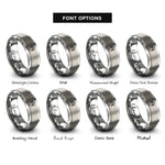 font options for inside engraving on grey unicursal hexagram thelema rings