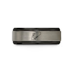 custom rings for him – black & silver tungsten fly fisher casting wedding band