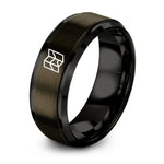 gunmetal & black tungsten folded map ring