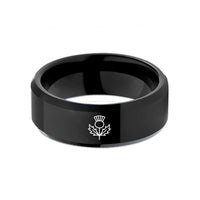 present ideas for couples – black tungsten thistle bloom wedding band