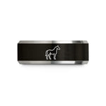 custom rings for couples – black & gray tungsten horse wedding band