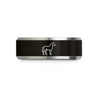 custom rings for couples – black & gray tungsten horse wedding band