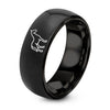 Horse – Tungsten Wedding Band, 8 mm, Silver, Black Comfort-Fit Unisex