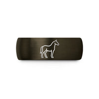 birthday jewelry for her – gunmetal & black tungsten horse wedding band
