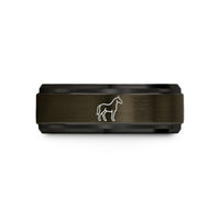birthday jewelry for her – gunmetal & black tungsten horse wedding band