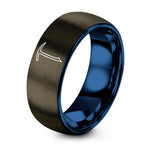 Unique Birthday Gifts for Her – gunmetal & blue tungsten ice axe ring