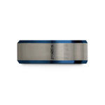engraved rings for women – black & blue & grey tungsten mountain pose tadasana wedding band