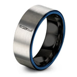 personalized jewelry for her – black & blue & grey tungsten mountain pose tadasana ring