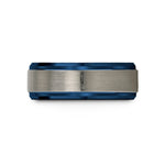 personalized jewelry for her – blue & silver tungsten mountain pose tadasana wedding band