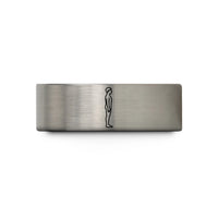 personalized jewelry for her – blue & grey tungsten mountain pose tadasana wedding band