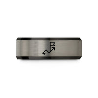 unique presents for her – black & blue & grey tungsten route arrows flag wedding band