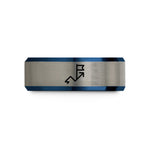 personalized jewelry for her – black & blue & grey tungsten route arrows flag wedding band