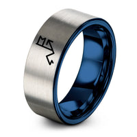 unique presents for her – blue & grey tungsten route arrows flag ring