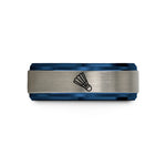 custom birthday presents men – black & blue & gray tungsten shuttlecock feather wedding band