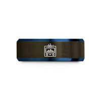 best presents for guys – gunmetal & blue tungsten spectrum analyzer wedding band