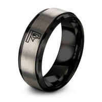black & gray tungsten combination square ring