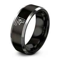 custom rings for friends – black & silver tungsten combination square ring