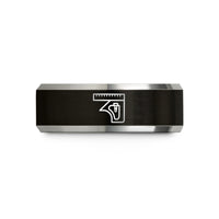 engraved rings for friends – black & silver tungsten combination square wedding band