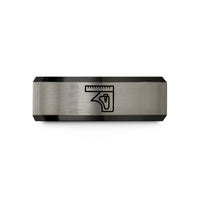 engraved rings for friends – black & grey tungsten combination square wedding band