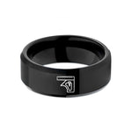 personalized rings for her – black tungsten combination square wedding band