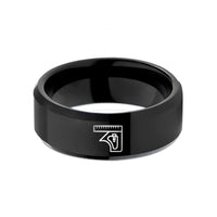 personalized rings for her – black tungsten combination square wedding band