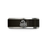 personalized presents for her – black & grey tungsten forestry bogie track wedding band