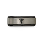 best friend present ideas – black & grey tungsten pa c caduceus wedding band
