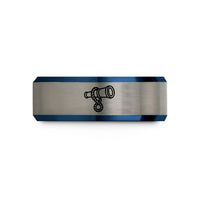 presents for her birthday – black & blue & grey tungsten spyglass telescope rope wedding band