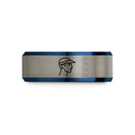 personalized dad present ideas – black & blue & grey tungsten visor face wedding band
