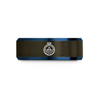 tungsten wedding bands – gunmetal & blue tungsten artificial horizon wedding band