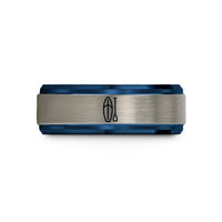 custom wedding band set – black & blue & silver tungsten paddleboard paddle wedding band