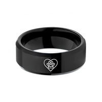 tungsten carbide ring set – black tungsten red paw wedding band