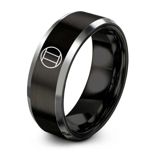 Tricolor Flag – Tungsten Wedding Band, 8 mm, Gray, Black Comfort-Fit Unisex