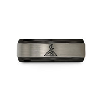 personalized rings for her – black & blue & gray tungsten peak moon wedding band