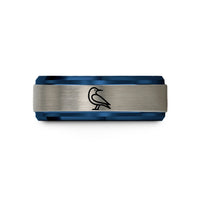 unique promise rings her – blue & silver tungsten tern wedding band