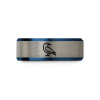 engraved rings for couples – blue & gray tungsten tern wedding band