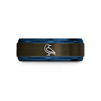 custom wedding bands men – gunmetal & blue tungsten tern wedding band