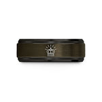 custom men’s ring – gunmetal & black tungsten crown rays wedding band