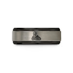 custom men’s tungsten ring – black & blue & grey tungsten kart racer wedding band