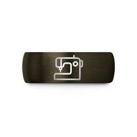 custom present ideas female – gunmetal & black tungsten sewing machine wedding band