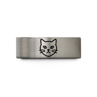 unique keepsake for friend – black & silver tungsten white cat icon wedding band
