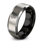 tungsten rings for couples – black & gray tungsten rottweiler ring
