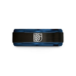 birthday presents for dad – black & blue tungsten basket weave icon wedding band
