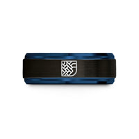 birthday presents for dad – black & blue tungsten basket weave icon wedding band