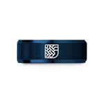 personalized presents for him – black & blue tungsten basket weave icon wedding band