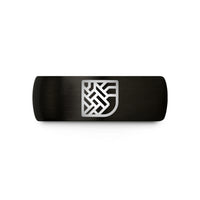 men’s tungsten wedding band – black & gold tungsten basket weave icon wedding band