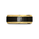 unique dad birthday ideas – black & gold tungsten basket weave icon wedding band