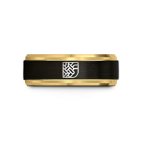 unique dad birthday ideas – black & gold tungsten basket weave icon wedding band