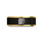 men’s tungsten wedding band – black & gold tungsten basket weave icon wedding band