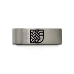 personalized presents for him – blue & grey tungsten basket weave icon wedding band